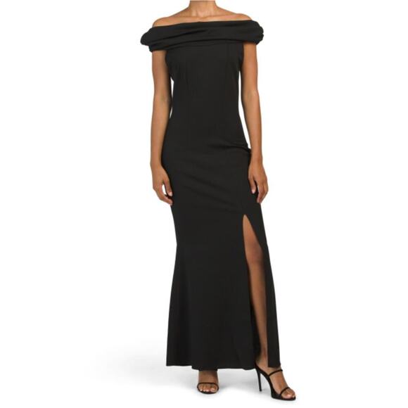 New CARLA CONTI Women's Italy Off The Shoulder Front Slit Gown Maxi Dress - Picture 1 of 8